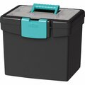 Storex Industries File Storage Box, 10-9/10inWx13-1/4inDx11inH, Black/Teal STX61414B02C